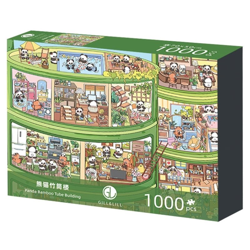 Panda Bamboo Tube Building | Gill & Lill | 1000 Piece Puzzle | Jigsaw Puzzle - Mystery Matrix