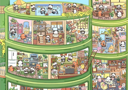Panda Bamboo Tube Building | Gill & Lill | 1000 Piece Puzzle | Jigsaw Puzzle - Mystery Matrix