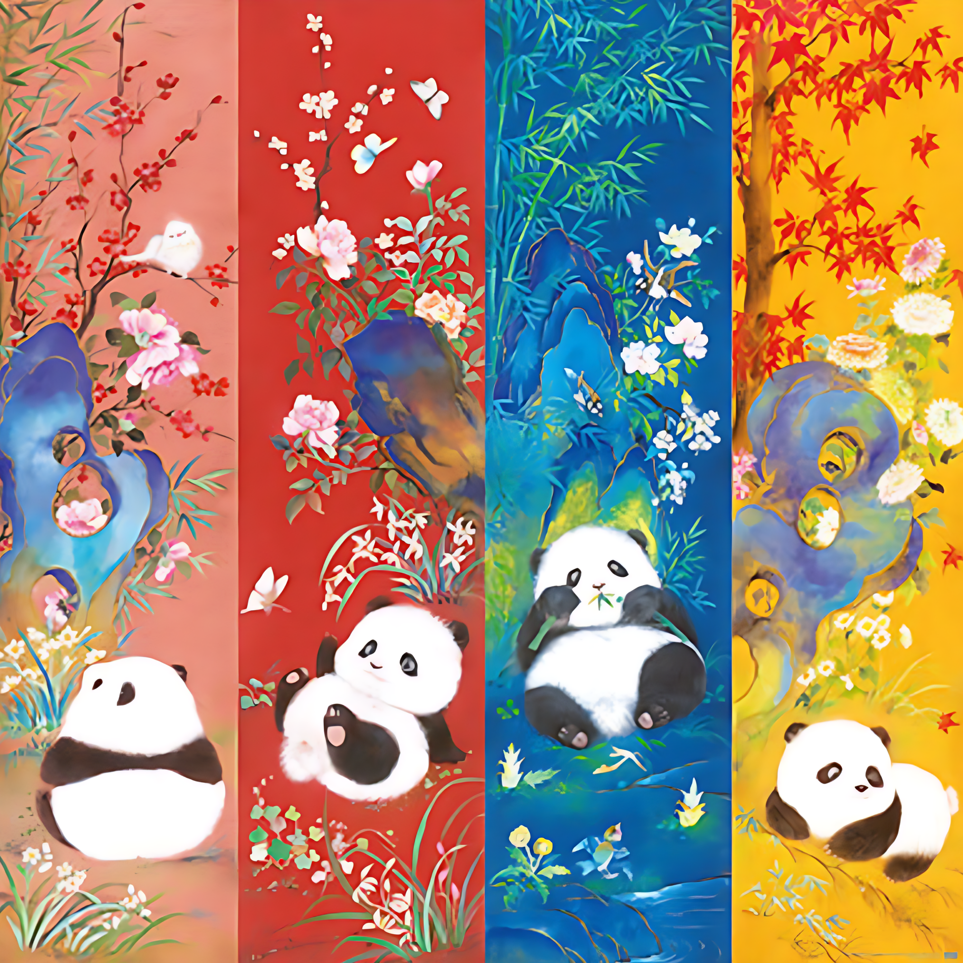 Pandas Through the Four Seasons | TOI | 1024 Piece Puzzle | Jigsaw Puzzle - Mystery Matrix
