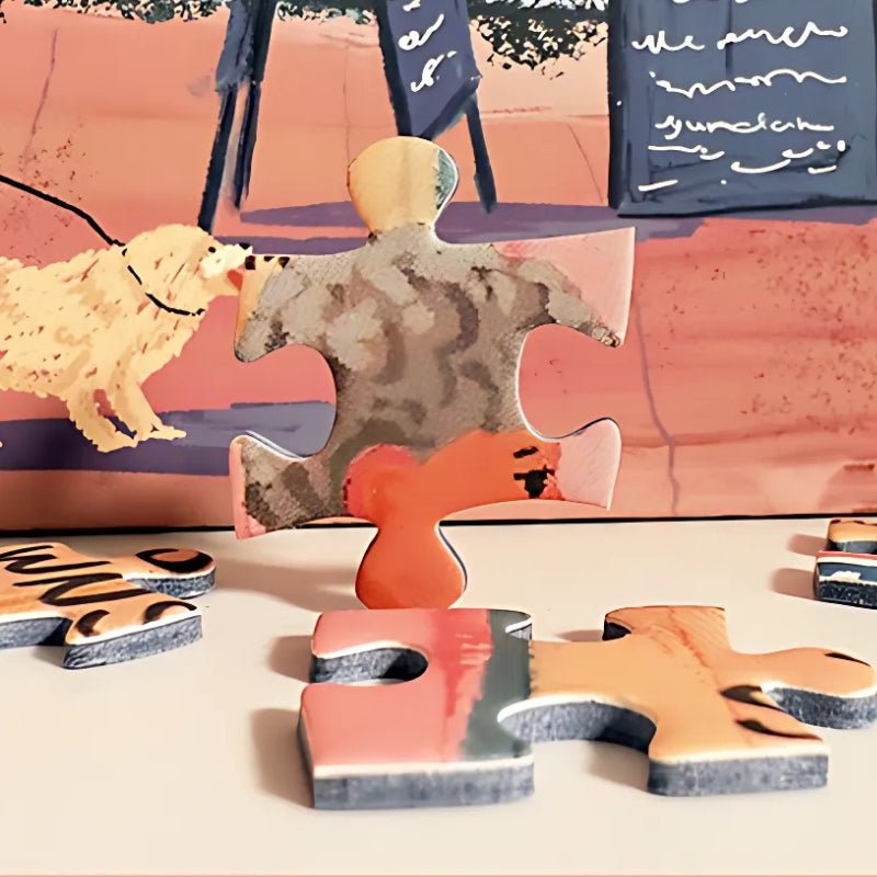 Pink Café | Botop | 1000 Piece Puzzle | Jigsaw Puzzle – Seaside Town Puzzle - Mystery Matrix