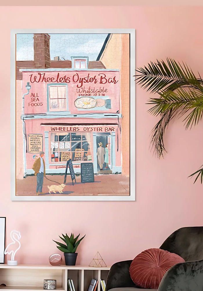 Pink Café | Botop | 1000 Piece Puzzle | Jigsaw Puzzle – Seaside Town Puzzle - Mystery Matrix