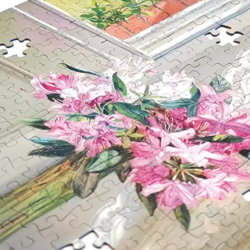 Rhododendrons By Window | Seren Art | 500 Piece Puzzle | Jigsaw Puzzle - Mystery Matrix