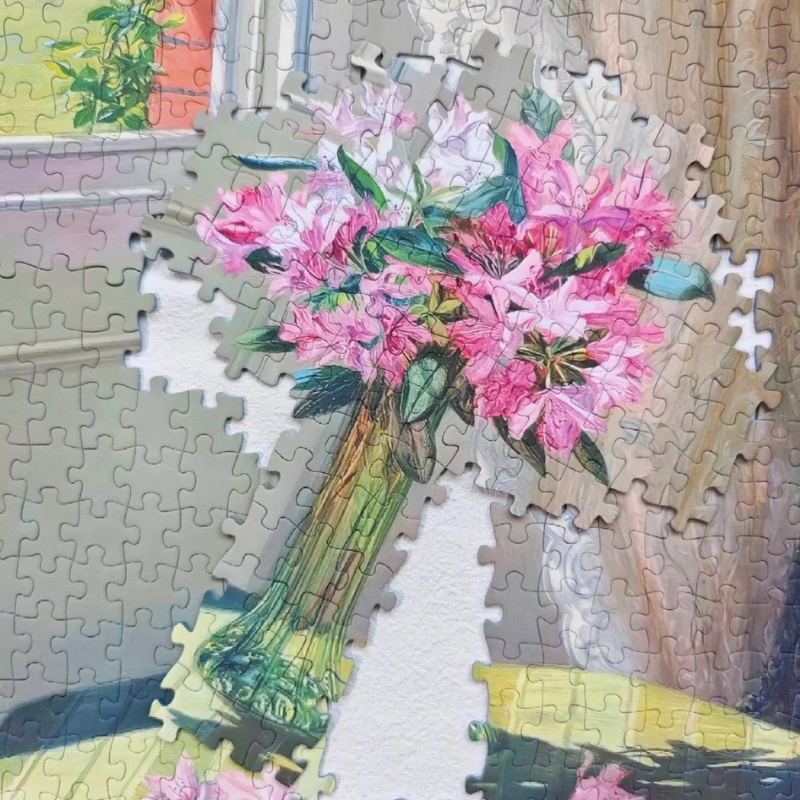 Rhododendrons By Window | Seren Art | 500 Piece Puzzle | Jigsaw Puzzle - Mystery Matrix