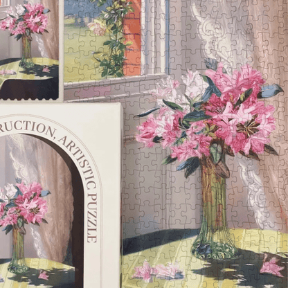Rhododendrons By Window | Seren Art | 500 Piece Puzzle | Jigsaw Puzzle - Mystery Matrix