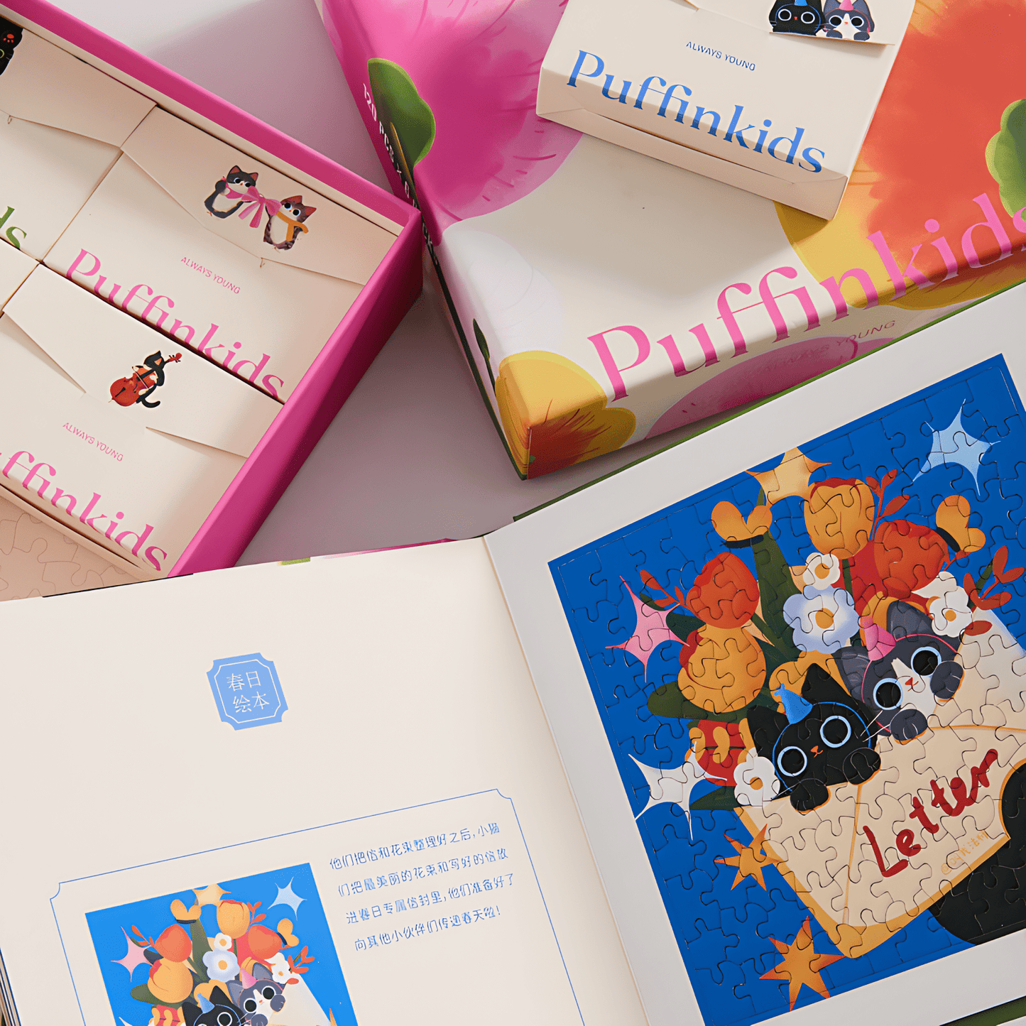 Spring Storybook | Puffinkids | 6 in 1 Mini Puzzle Book Set | Jigsaw Puzzle - Mystery Matrix