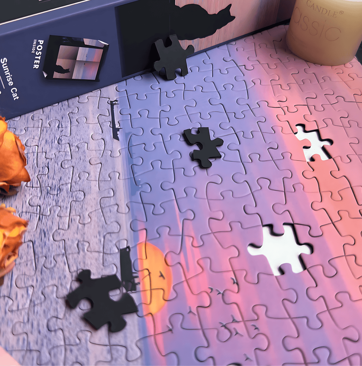 Sunset Cat | Botop Blackcard | 1000 Piece Puzzle | Jigsaw Puzzle - Mystery Matrix