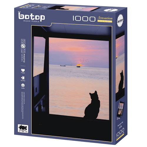 Sunset Cat | Botop Blackcard | 1000 Piece Puzzle | Jigsaw Puzzle - Mystery Matrix