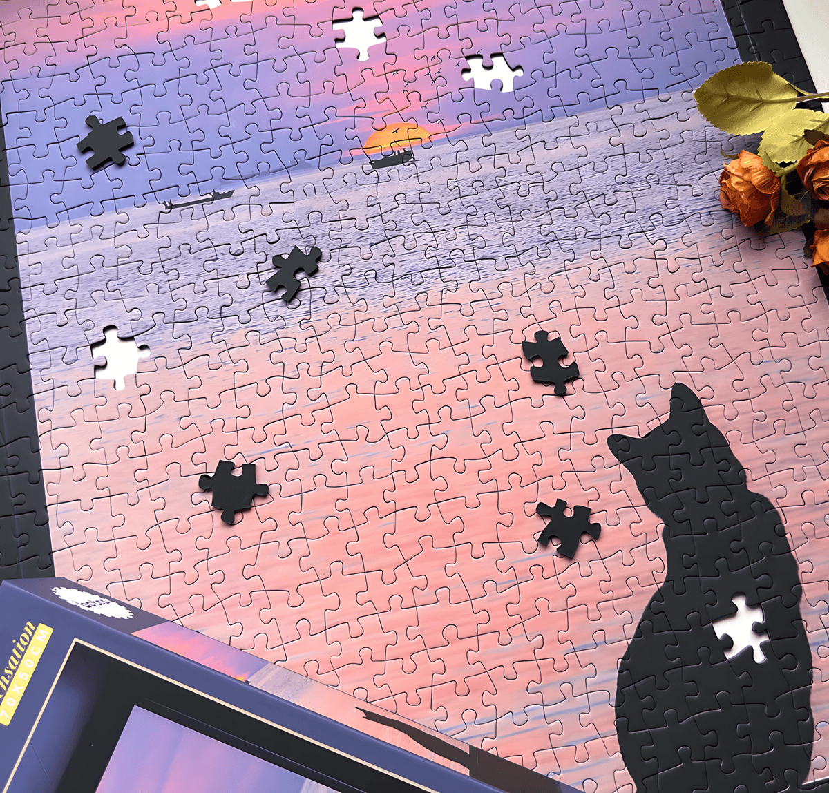 Sunset Cat | Botop Blackcard | 1000 Piece Puzzle | Jigsaw Puzzle - Mystery Matrix