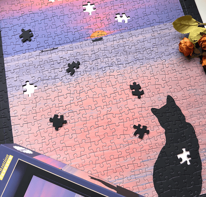 Sunset Cat | Botop Blackcard | 1000 Piece Puzzle | Jigsaw Puzzle - Mystery Matrix