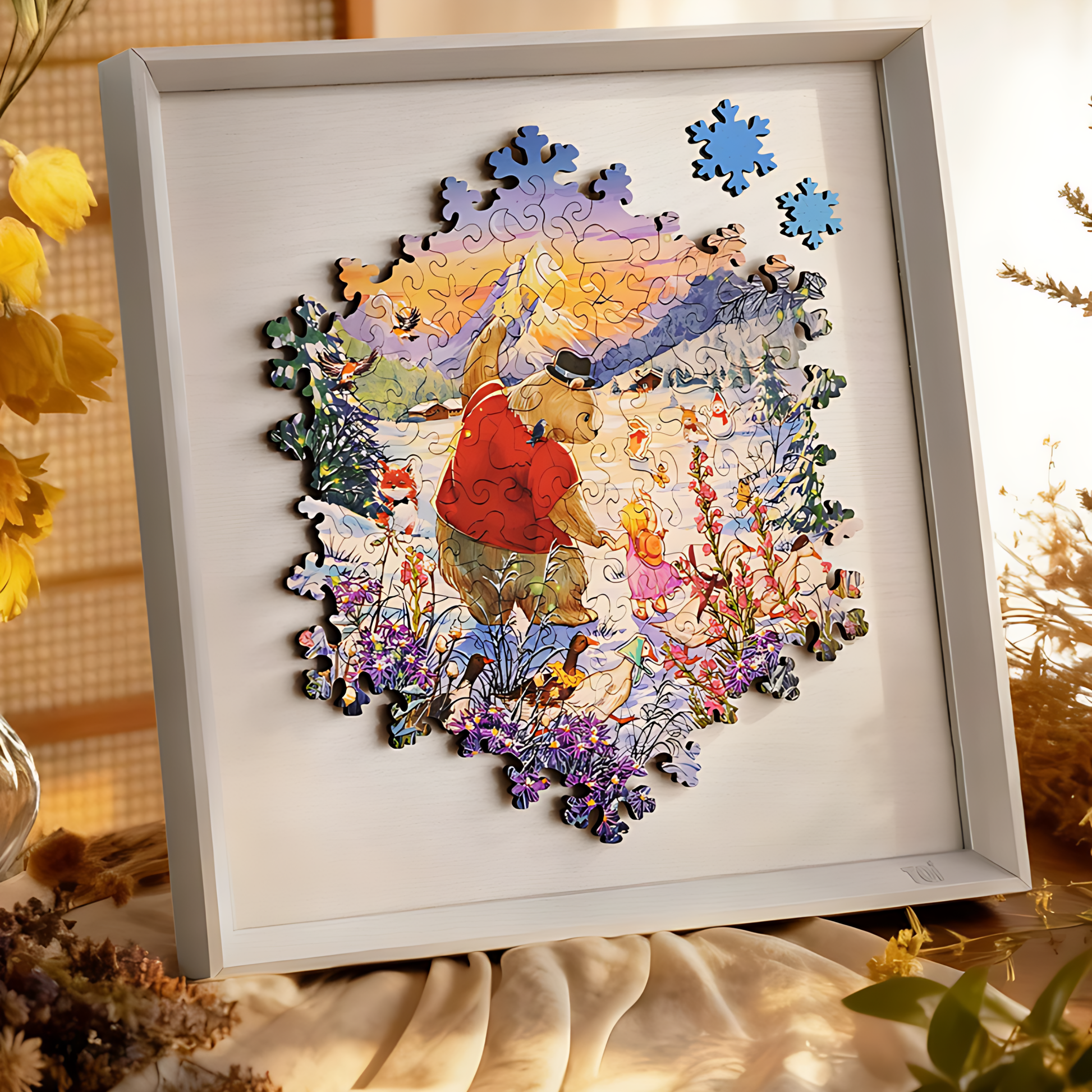 Warmth in Your Hands | TOI | Irregular Puzzle Piece | Wooden Puzzle with Frame - Mystery Matrix